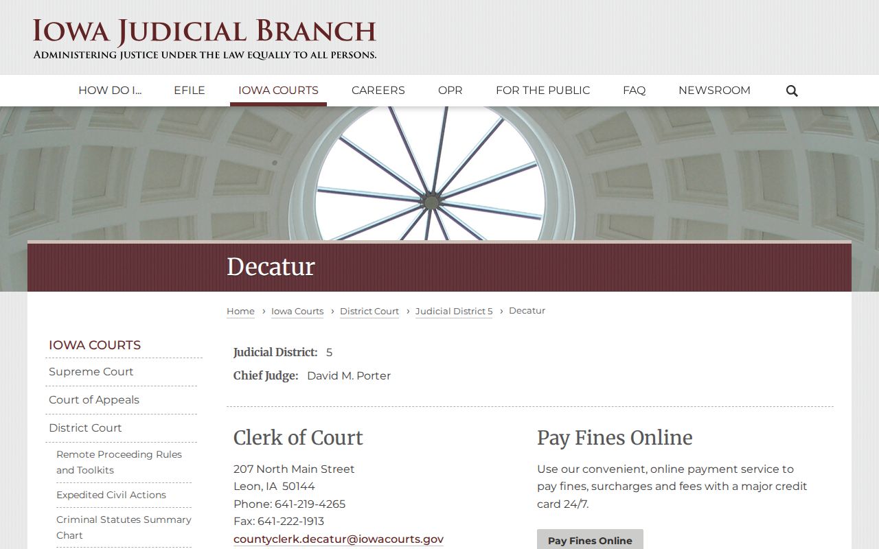 Decatur County outstanding warrant court access information