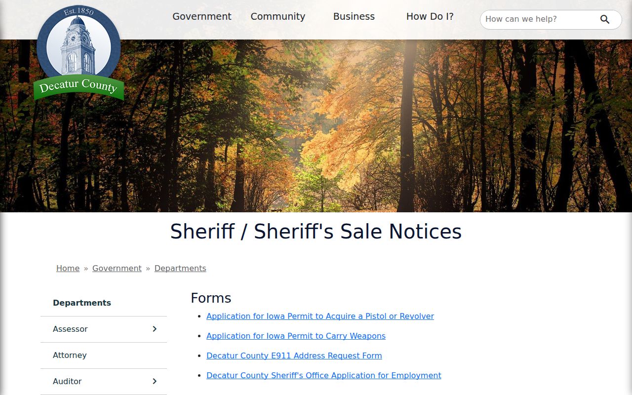 Decatur County Sheriff office and jail contact page without a public warrant roster